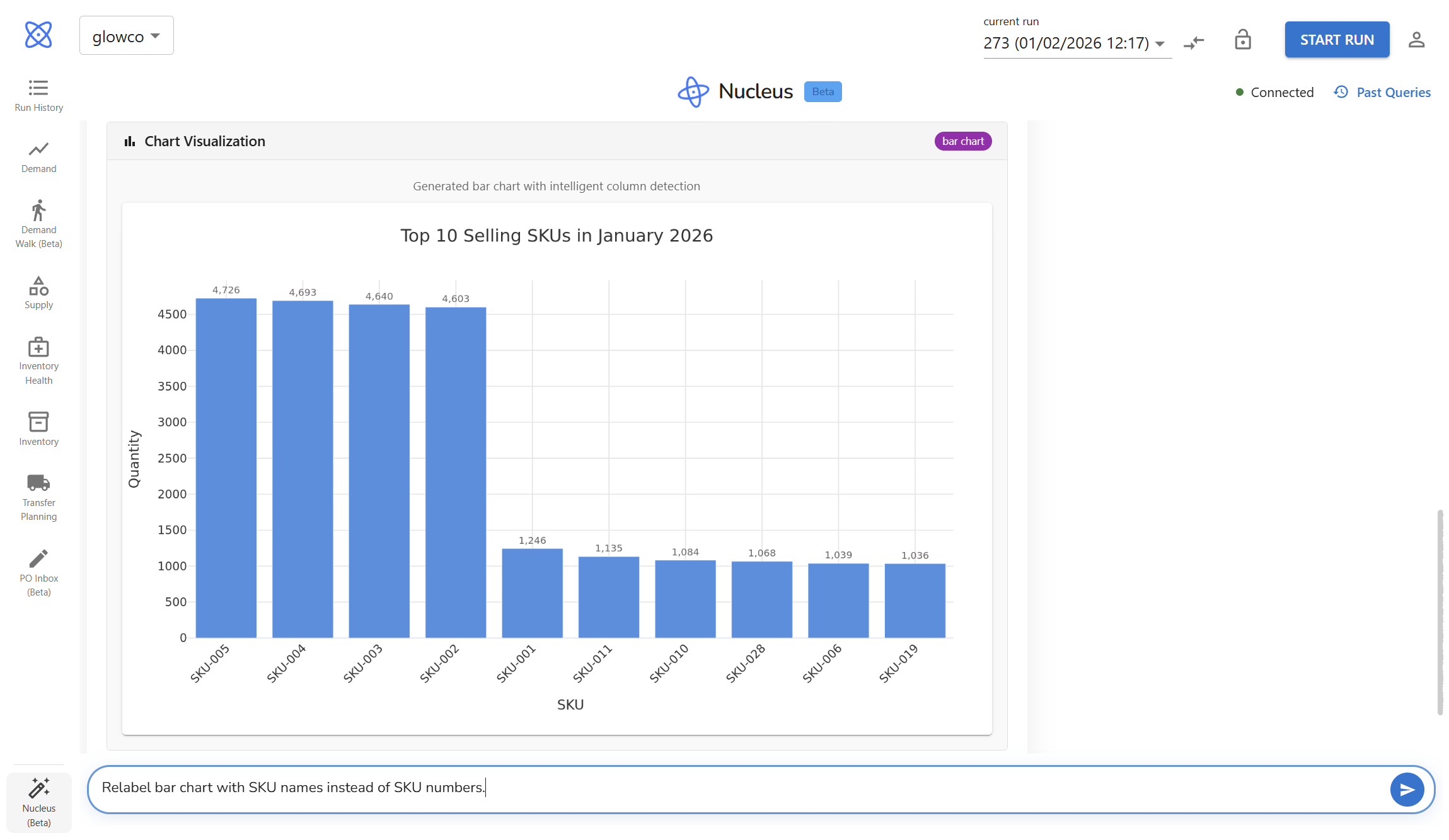 Atomic AI companion with natural language query and live answer pulled from the planning simulation